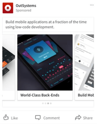 OutSystems - LinkedIn carousel ads example 