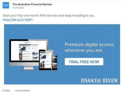 Single Image Ad is a Sponsored Content Ad type