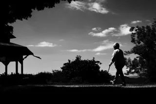 Background with a women with a golf club