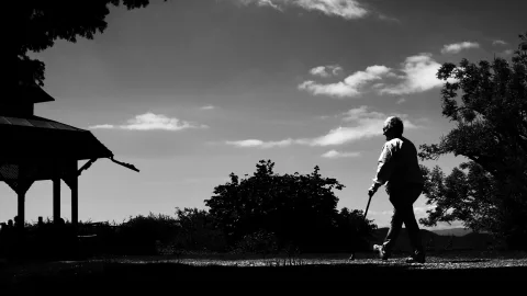 Background with a women with a golf club
